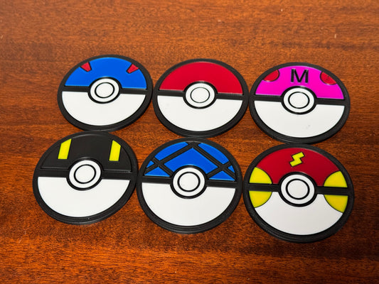 Set 6 sottobicchieri pokemon , pokeball
